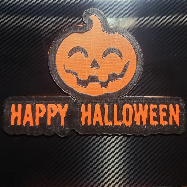 Logo Halloween vui vẻ với bí ngô in nổi hai màu - Image 1