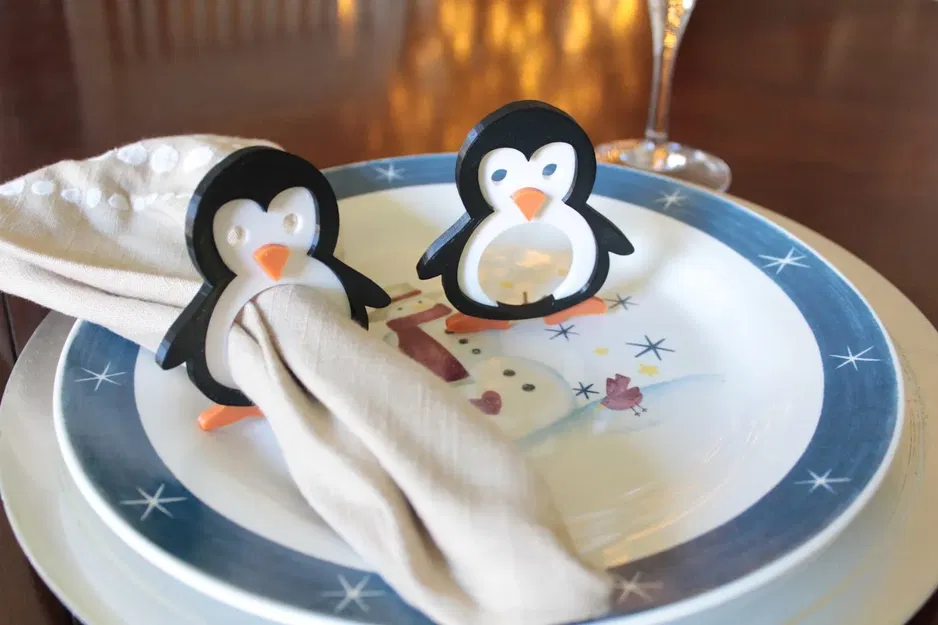 Vòng ăn napkin hình chim cánh cụt cho dịp lễ hội - Image 1