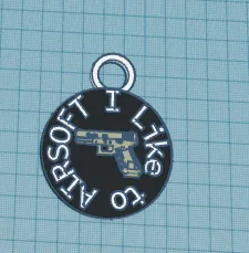 Móc khóa "Tôi Thích Chơi Airsoft" với chi tiết súng - Image 1