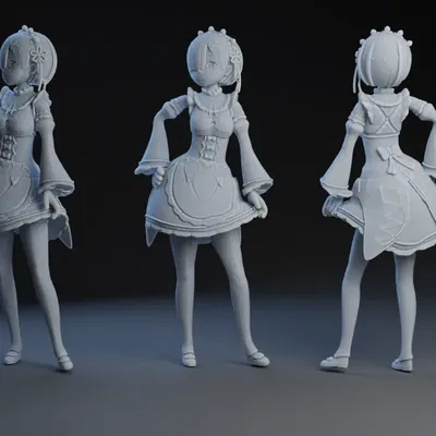 Nhân vật Rem từ anime Re:Zero với đế tùy chỉnh