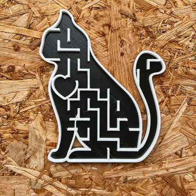 Mê cung trái tim mèo dễ thương bằng đá marbles