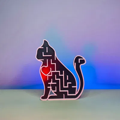 Mê cung trái tim mèo dễ thương bằng đá marbles