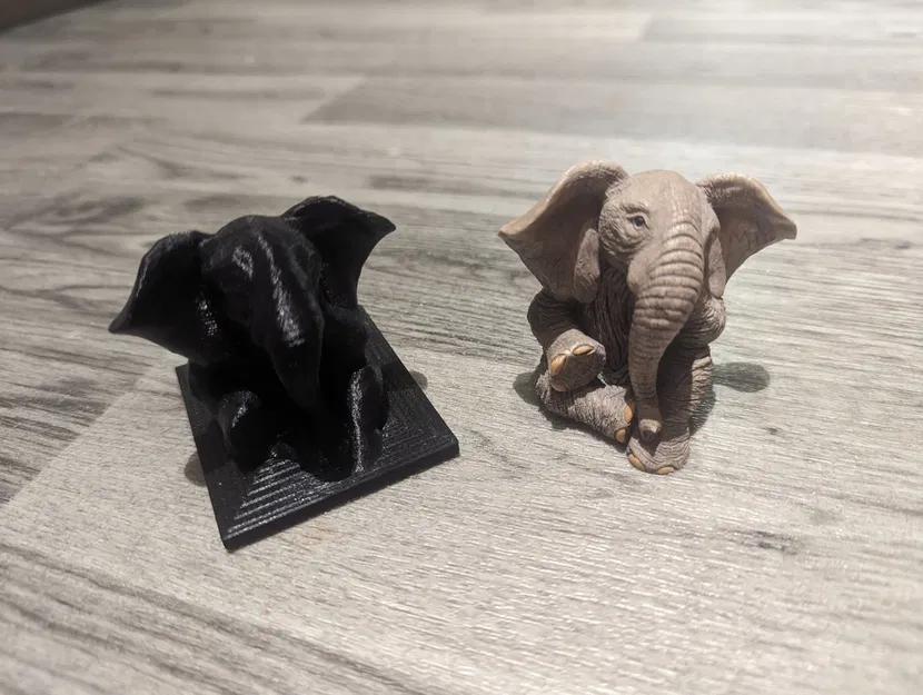 Mô hình voi dễ thương ngồi yên từ bản quét 3D - Image 2