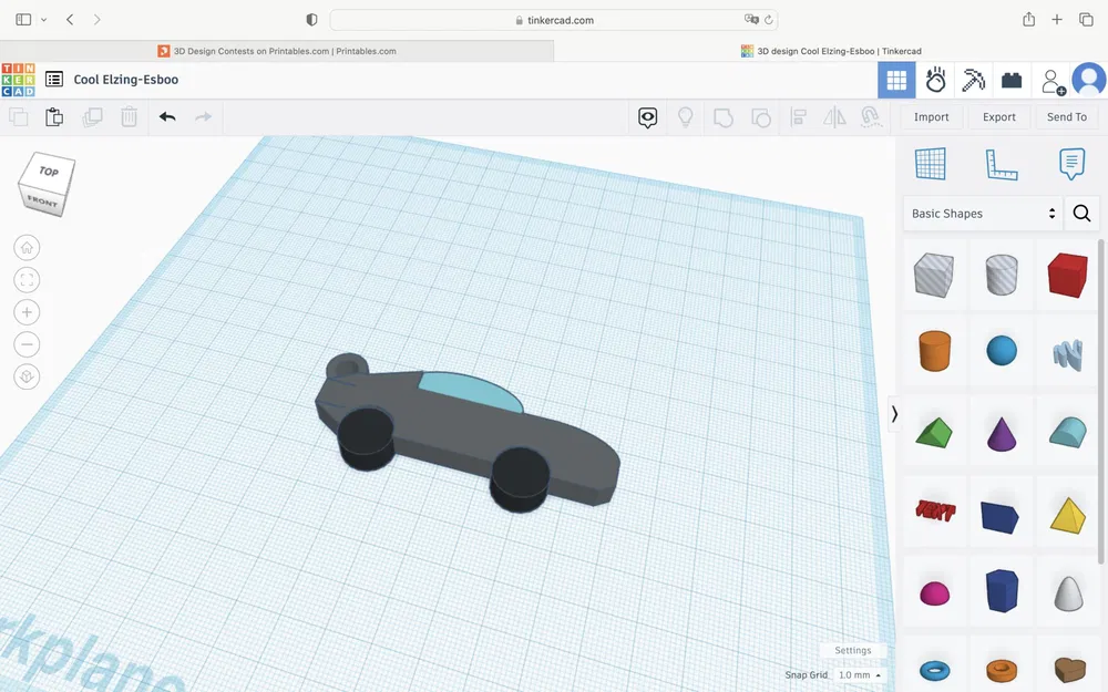 Móc khóa hình ô tô đơn giản thiết kế trên Tinkercad - Image 1