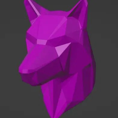 Đầu sói low poly với độ phân giải tùy chỉnh