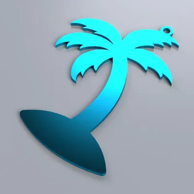 Móc khóa hình cây cọ đơn giản kích thước 2.5" H x 2" W