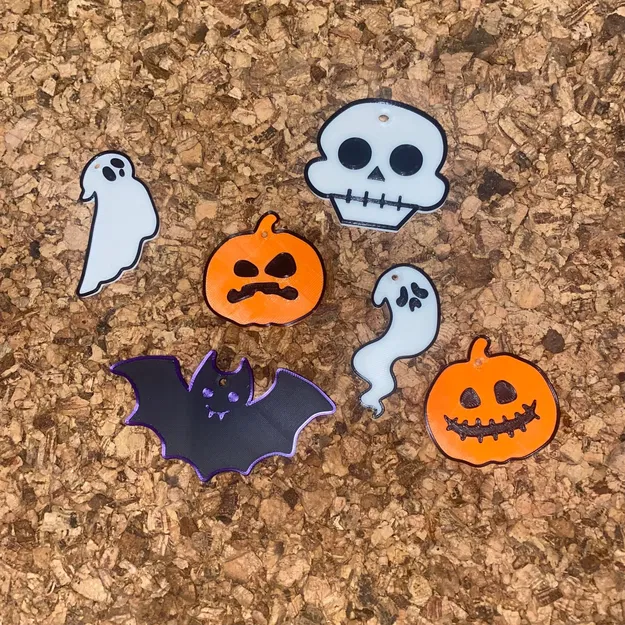 Móc khóa Halloween hình đầu lâu và bí ngô - Image 1