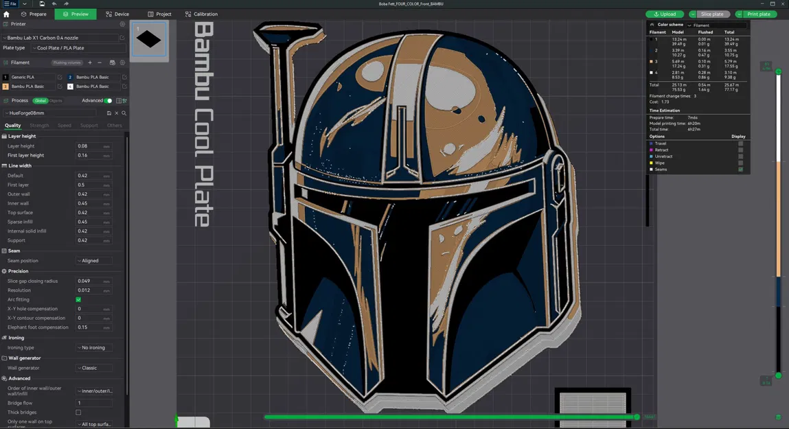 Mũ Boba Fett đa màu sắc - FOUR COLOR của HueForge - Image 3