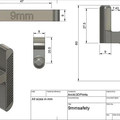 Cờ an toàn cho súng ngắn 9mm với chỉ báo rõ ràng