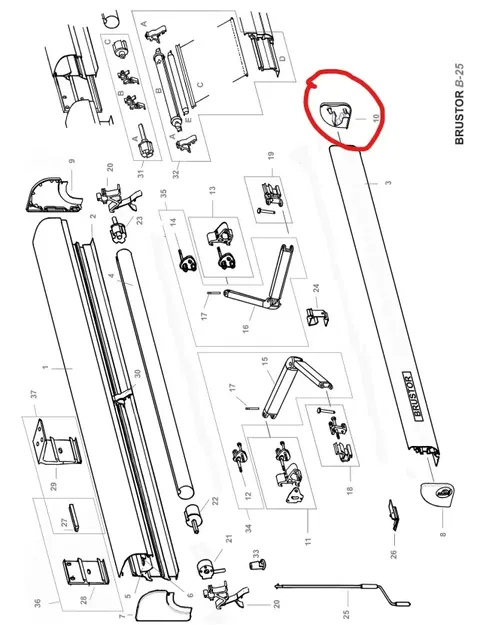 Nắp che thanh dẫn cho bạt Brustor B25 và Twinstor - Image 6