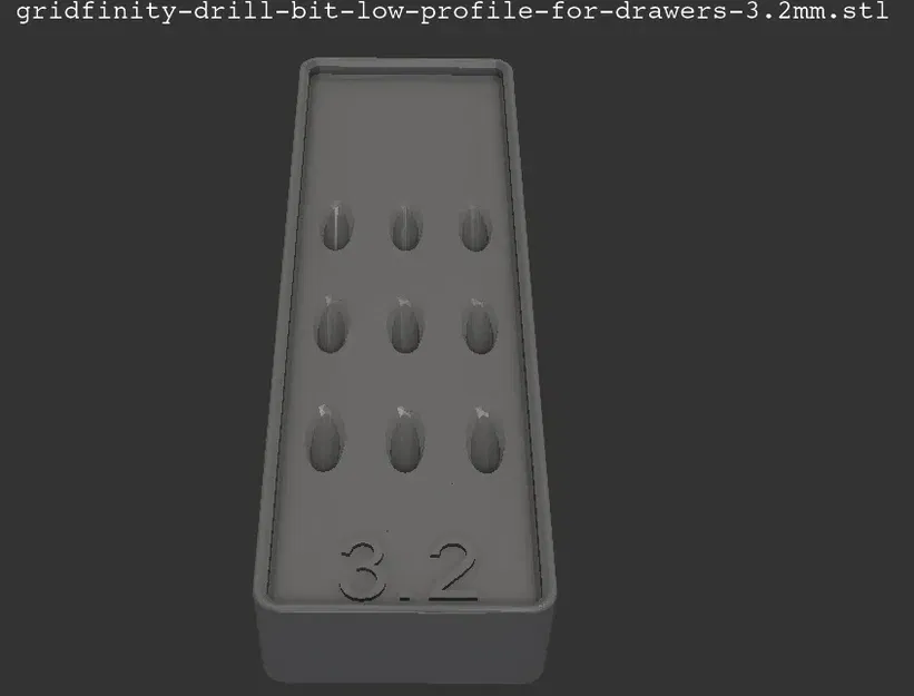 Giá đỡ mũi khoan 3.2mm Gridfinity - Thiết kế thấp cho ngăn kéo - Image 1