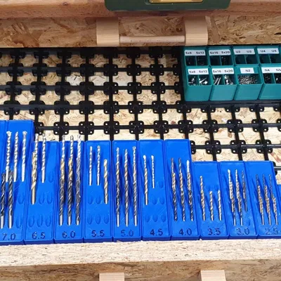 Giá đỡ mũi khoan Gridfinity, thiết kế thấp cho ngăn kéo