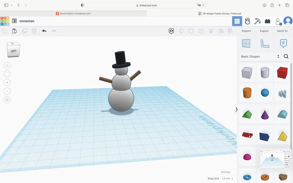 Mô hình người tuyết đơn giản thiết kế trong Tinkercad - Image 2
