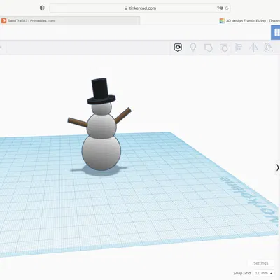 Mô hình người tuyết đơn giản thiết kế trong Tinkercad