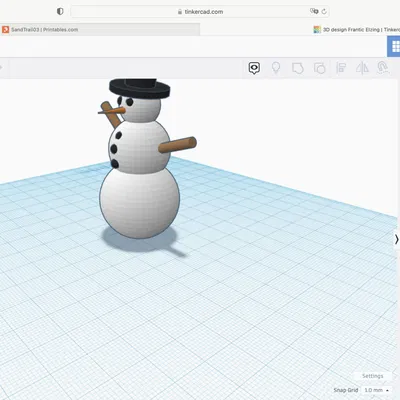 Mô hình người tuyết đơn giản thiết kế trong Tinkercad