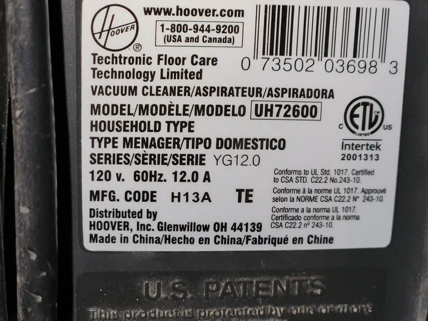 Móc dây thay thế cho máy hút bụi Hoover Wind Tunnel UH72600 - Image 5