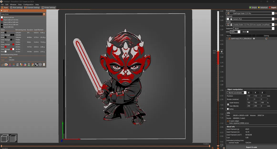 Mô hình Darth Maul đa màu sắc phong cách HueForge - Image 1