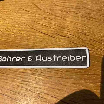 Bảng tên dụng cụ cho xe đẩy Wisent - "Bohrer & Austreiber