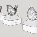 Nắp cột hàng rào với chim low poly - Thumbnail 1