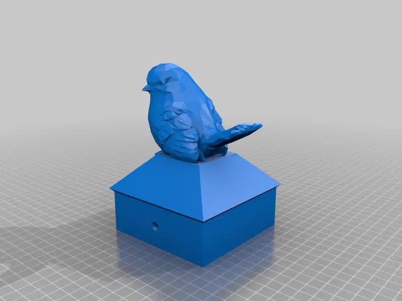 Nắp cột hàng rào với chim low poly - Image 2