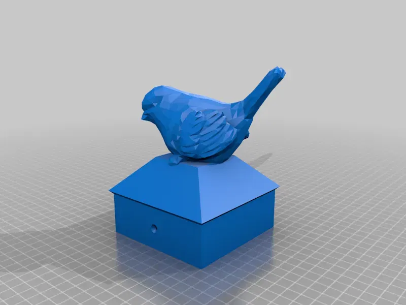 Nắp cột hàng rào với chim low poly - Image 3
