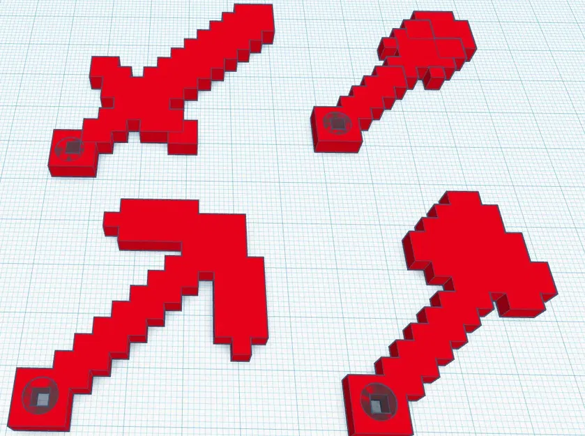 Móc chìa khóa kiếm, rìu, cuốc và xẻng trong Minecraft - Image 1