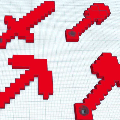Móc chìa khóa kiếm, rìu, cuốc và xẻng trong Minecraft