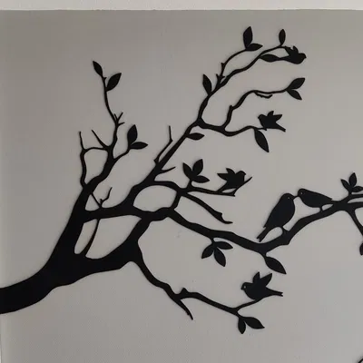 Chậu hoa mùa xuân không khung tranh với chim và cành cây