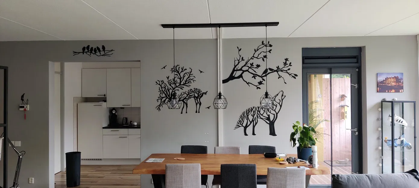 Chậu hoa mùa xuân không khung tranh với chim và cành cây - Image 3