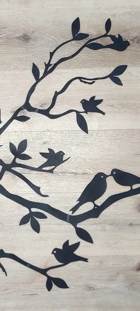 Chậu hoa mùa xuân không khung tranh với chim và cành cây - Image 4