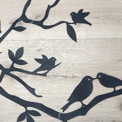 Chậu hoa mùa xuân không khung tranh với chim và cành cây