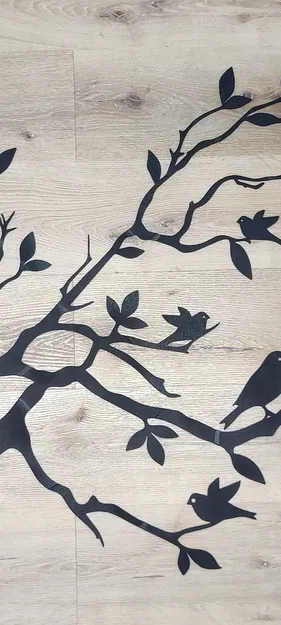 Chậu hoa mùa xuân không khung tranh với chim và cành cây - Image 5