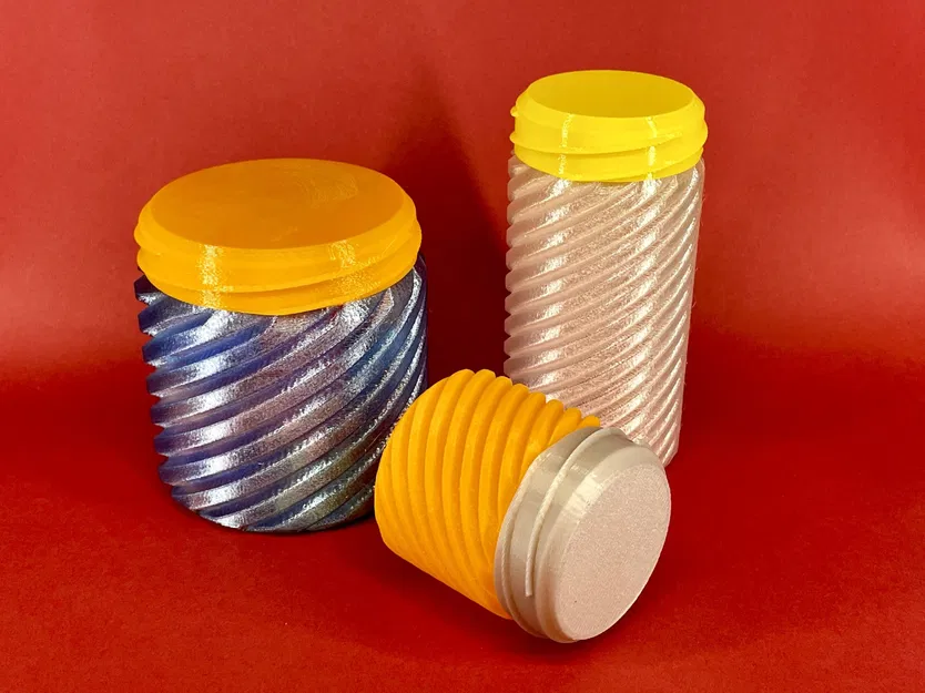 Bình đựng tròn có kết cấu - nắp ren, mô hình tham số - Image 4