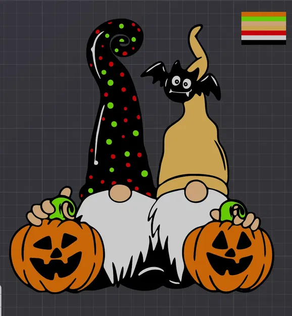 Gnome trang trí Halloween 2D cho máy in 3D - Image 1