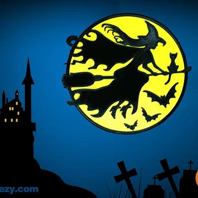 Giá đỡ ly phù thủy Halloween với mèo đen và dơi