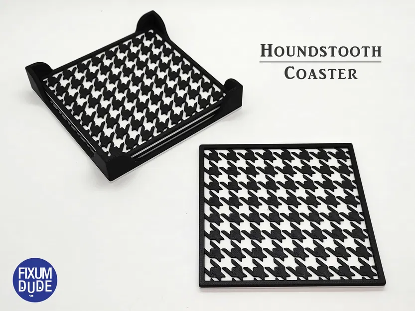 Lót ly Houndstooth hình vuông thanh lịch - Image 1