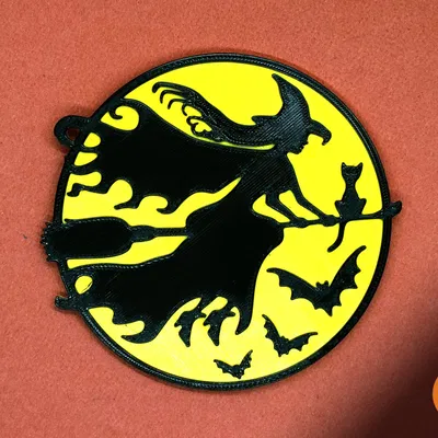 Giá đỡ ly phù thủy Halloween với mèo đen và dơi