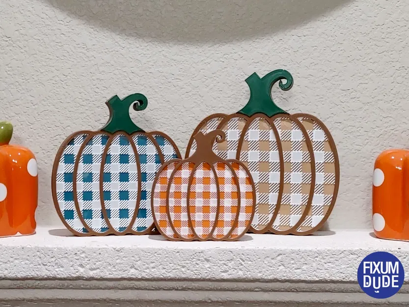 Trang trí bí ngô mùa thu họa tiết caro vui tươi - Image 3