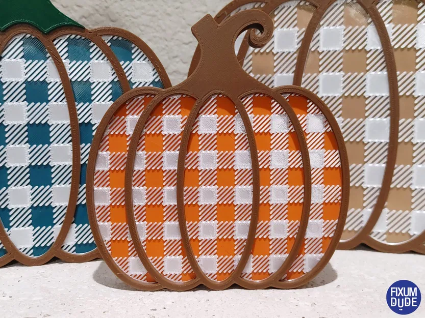 Trang trí bí ngô mùa thu họa tiết caro vui tươi - Image 4