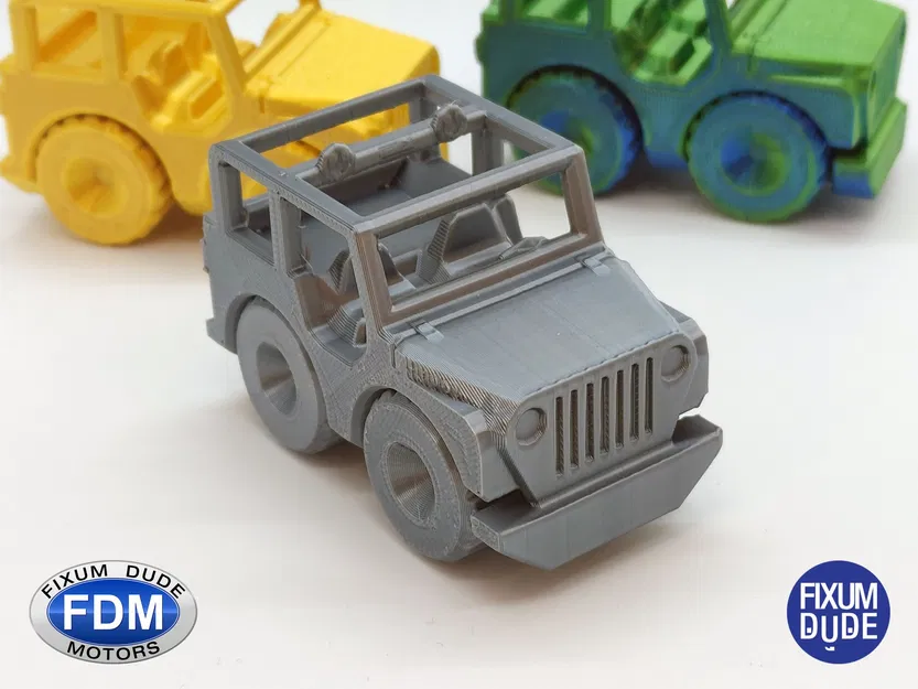 Xe Jeep in tại chỗ Fixum Dude Motors với bánh xe xoay - Image 1