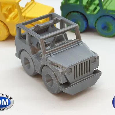 Xe Jeep in tại chỗ Fixum Dude Motors với bánh xe xoay