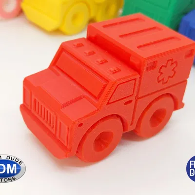 Xe cứu thương in tại chỗ Fixum Dude Motors với bánh xe xoay