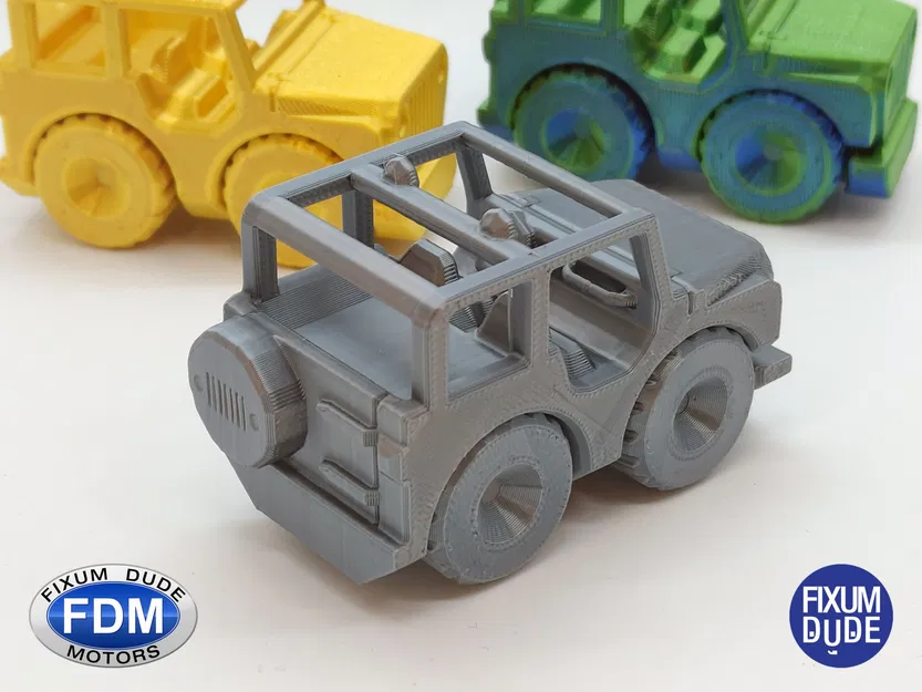 Xe Jeep in tại chỗ Fixum Dude Motors với bánh xe xoay - Image 8