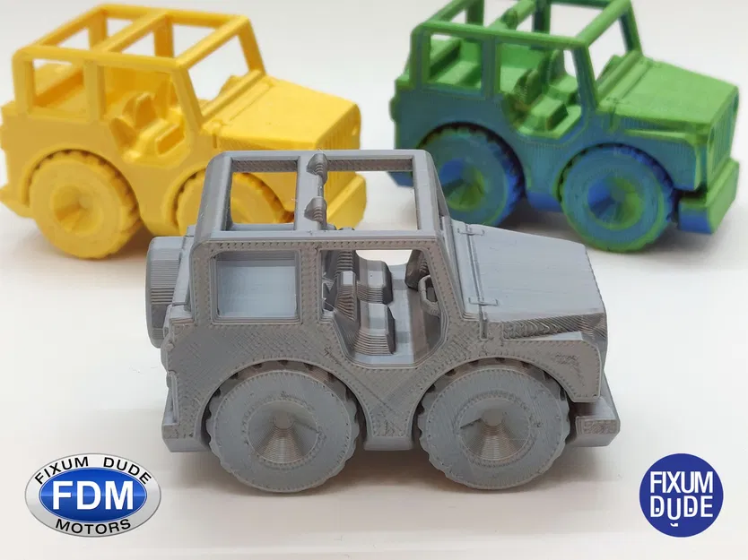 Xe Jeep in tại chỗ Fixum Dude Motors với bánh xe xoay - Image 10