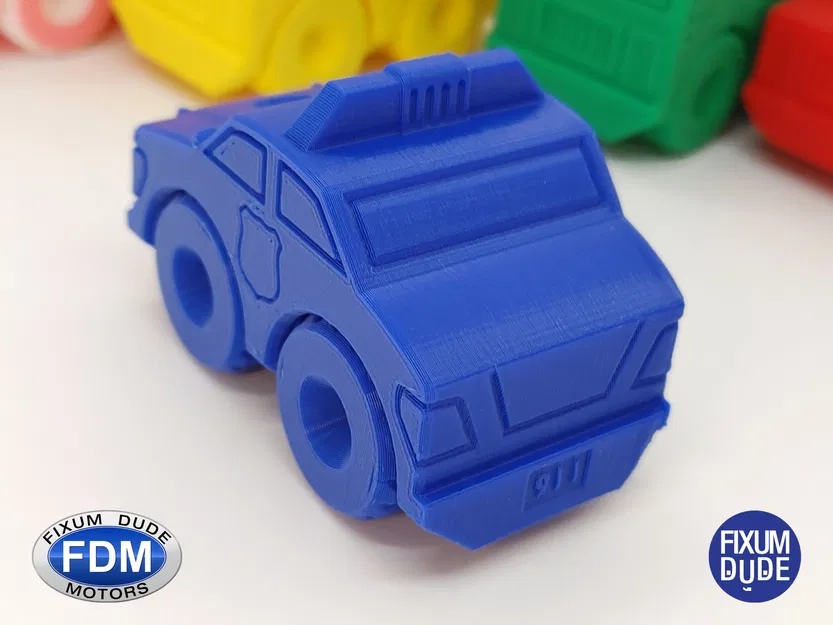 Xe cảnh sát in sẵn với bánh xe xoay từ Fixum Dude Motors - Image 3