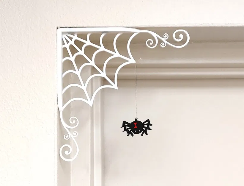 Trang trí Halloween mạng nhện góc với nhện từ tính - Image 1