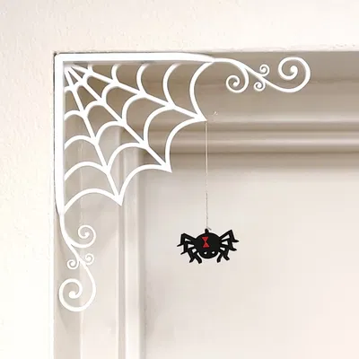 Trang trí Halloween mạng nhện góc với nhện từ tính