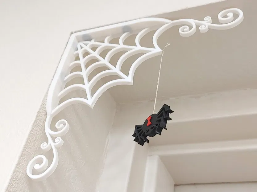 Trang trí Halloween mạng nhện góc với nhện từ tính - Image 3