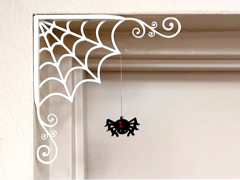 Trang trí Halloween mạng nhện góc với nhện từ tính - Image 6