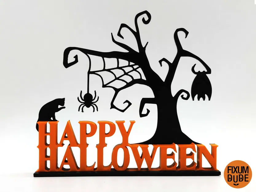 Trang trí bàn Halloween với mèo, nhện và dơi trên cây ma quái - Image 2